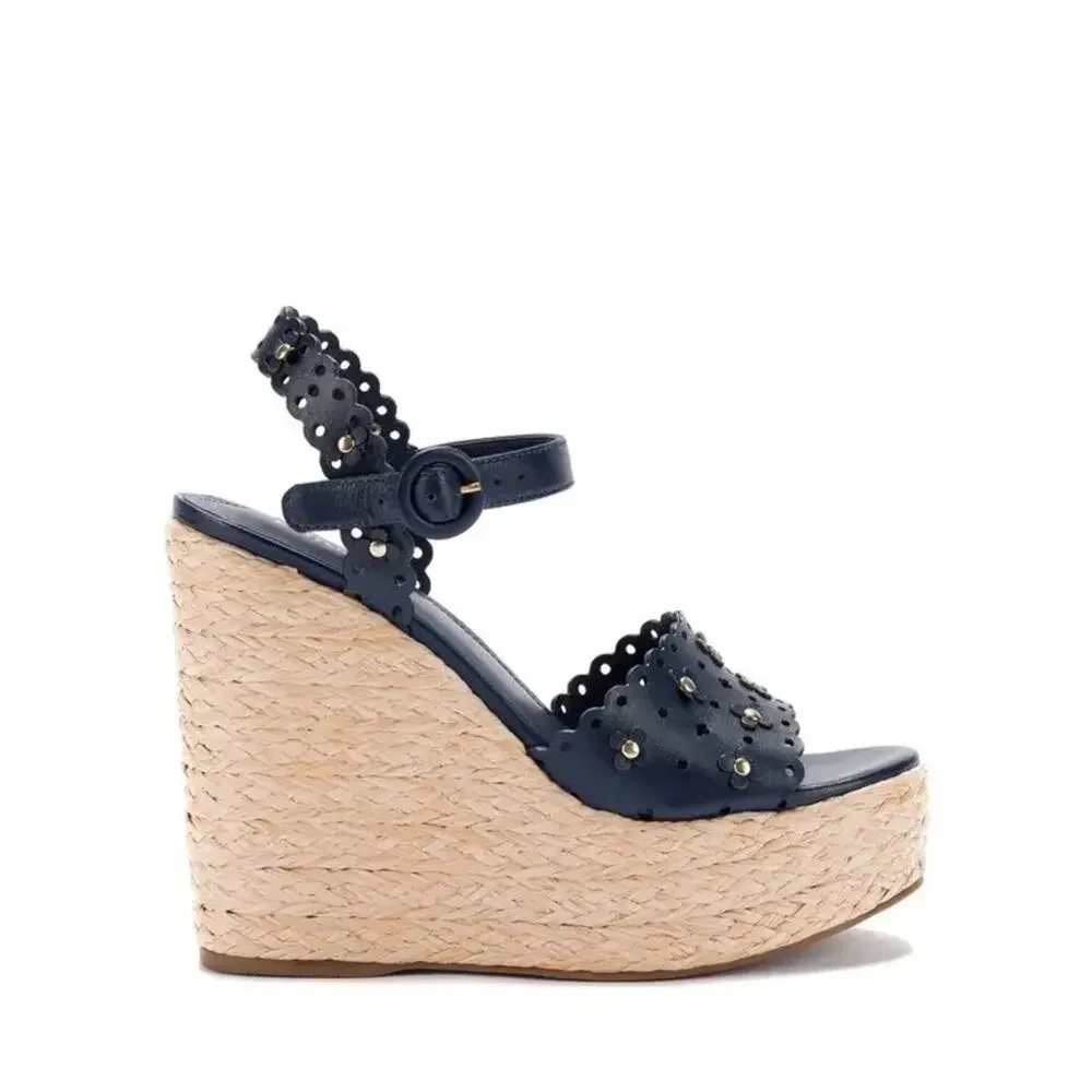 Larroude Jasmine Floral Espadrille Wedge Sandals